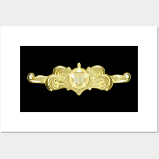 USCG - Cutterman Badge - Officer - Gold wo Txt Posters and Art